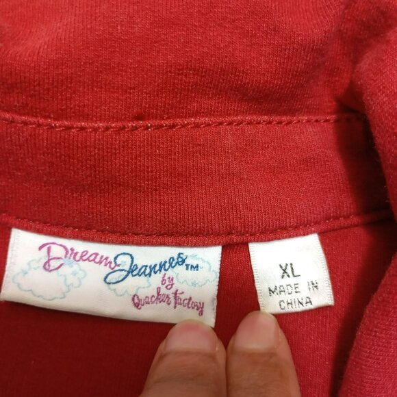DreamJeannes Red Rhinestone Jacket Button-Up By Quacker Factory XL Womens - Picture 2 of 12